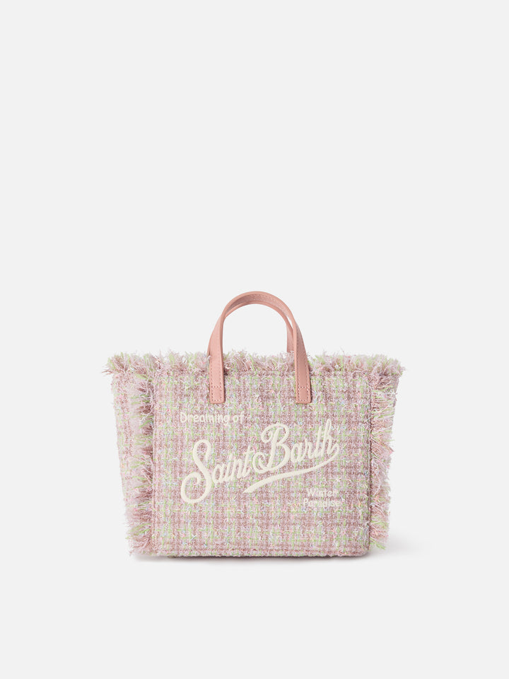 Mini Vanity bag rosa en tweed con hilo de lúrex 
