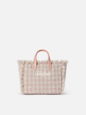 Mini Vanity bag rose en tweed avec fil de lurex 