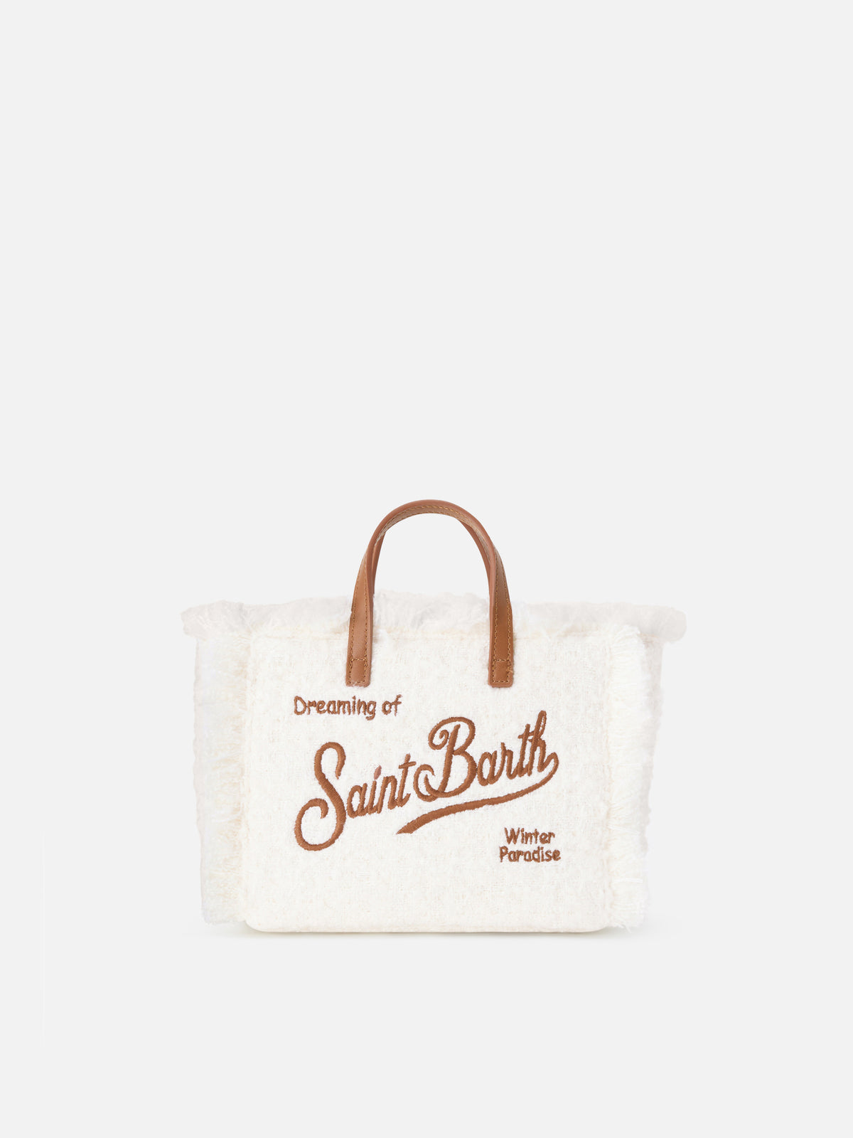 Off white Mini Vanity bag in tweed with logo embroidery