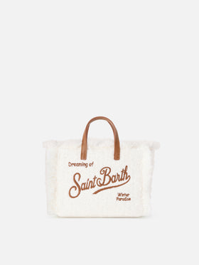 Off white Mini Vanity bag in tweed with logo embroidery