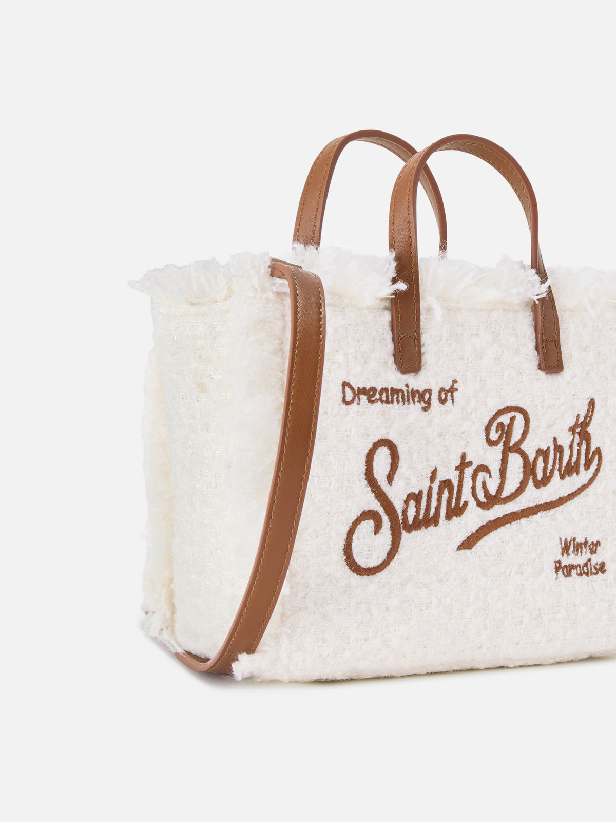 Off white Mini Vanity bag in tweed with logo embroidery