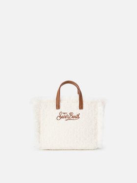 Off white Mini Vanity bag in tweed with logo embroidery