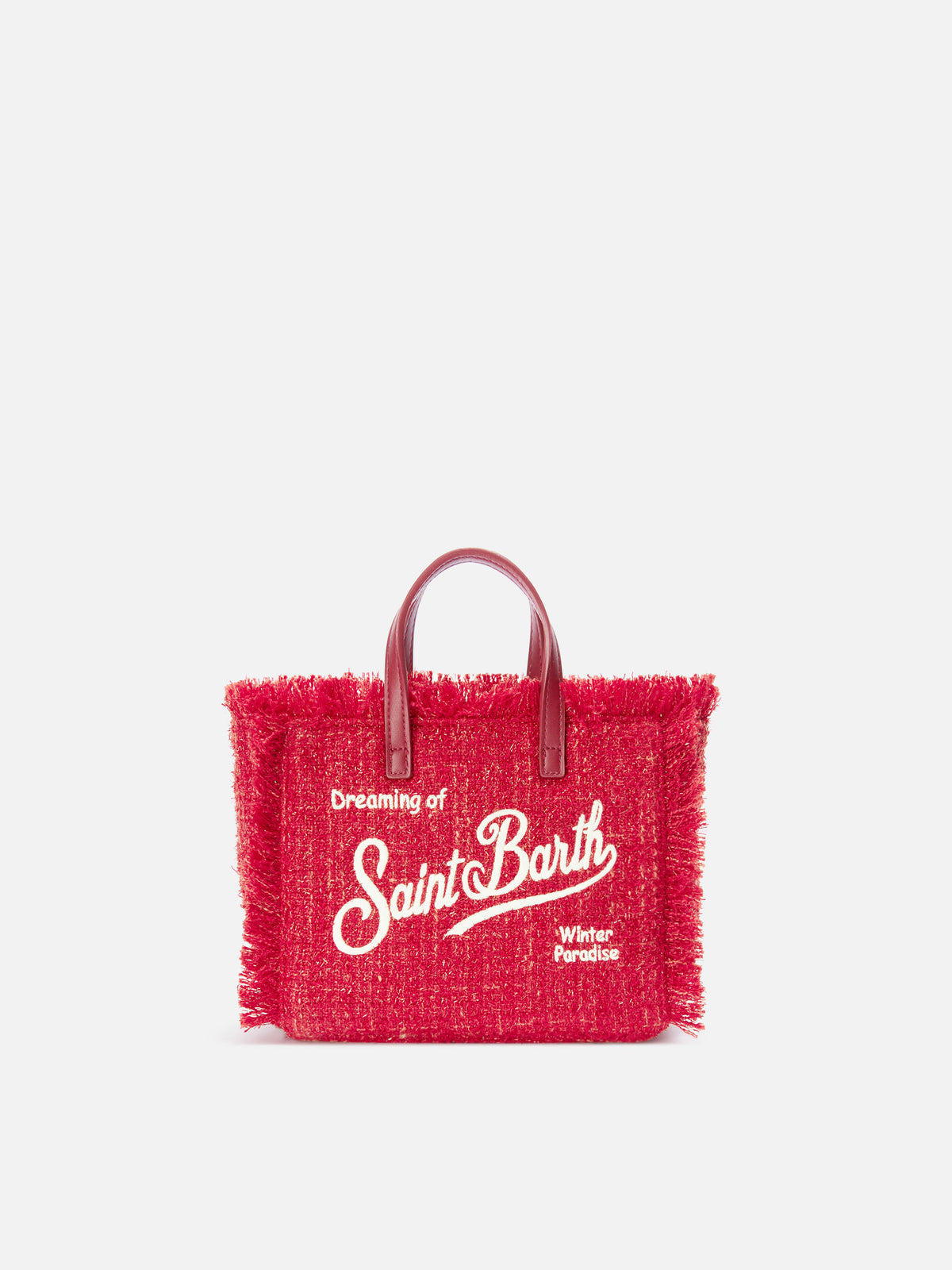 Bolso Mini Vanity rojo en tweed con bordado del logo 