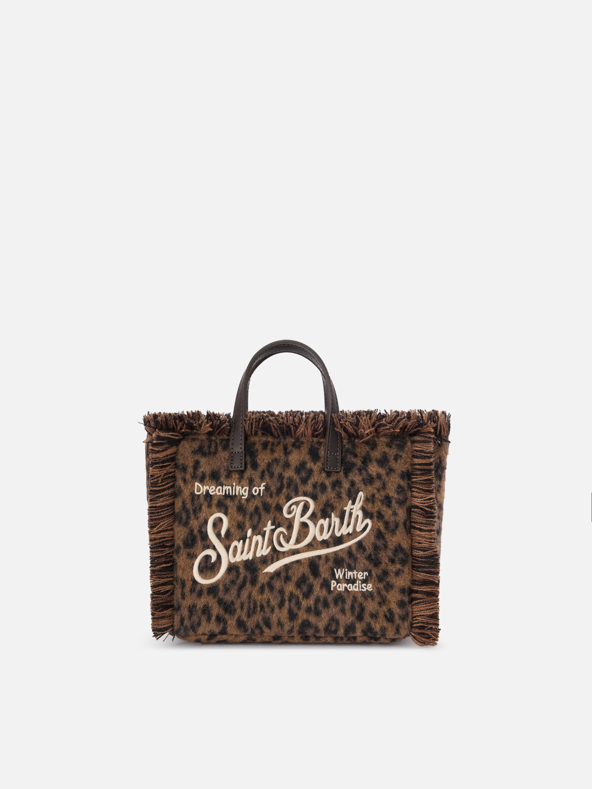 Mini Vanity felt bag with leopard print