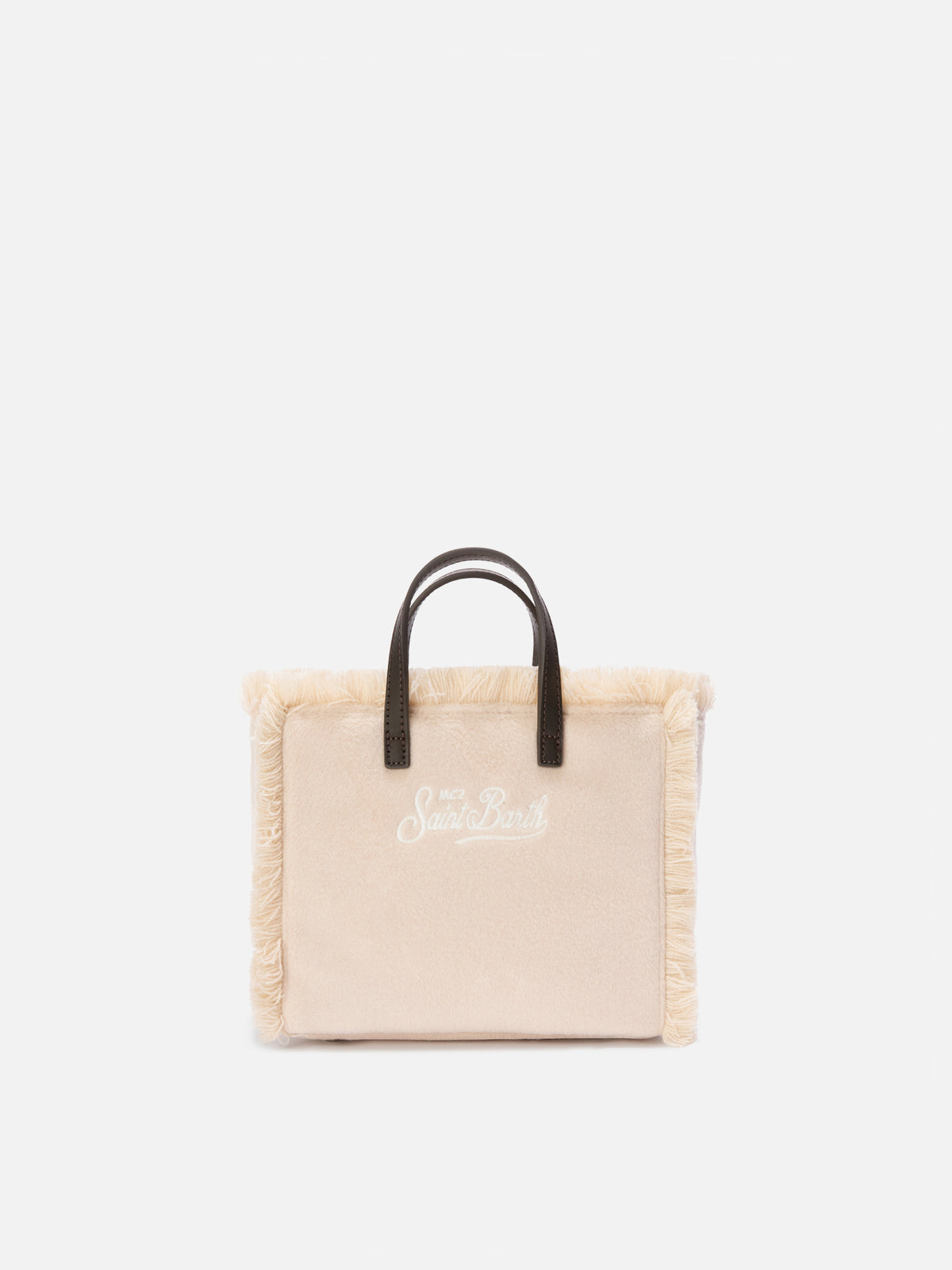 Beige Mini Vanity felt bag with embroidered chalet
