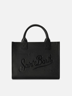 Neceser Vanity Large negro en piel granulada con logo con lettering 