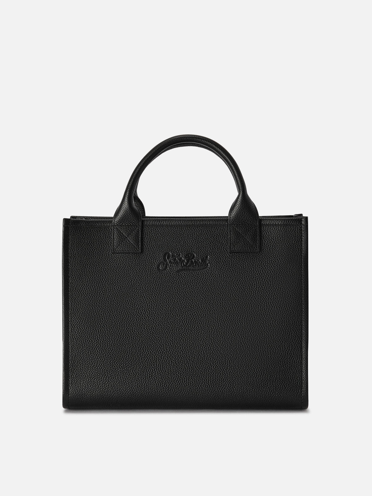Neceser Vanity Large negro en piel granulada con logo con lettering 