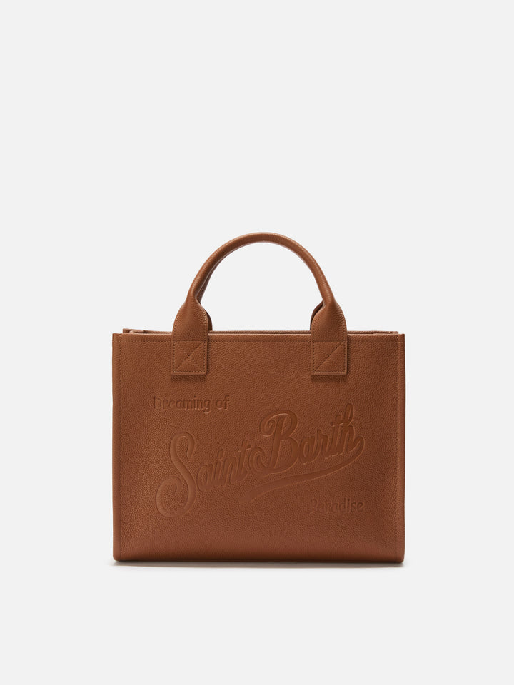 Borsa a spalla Vanity Bag Large in pelle martellata cammello