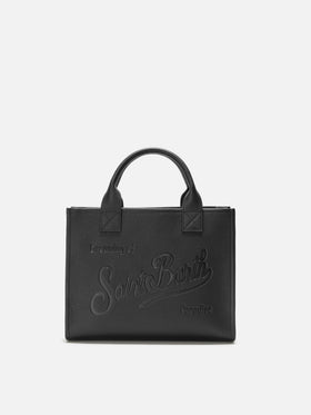 Vanity Bag Large Shoulder Bag in black hammered leather
