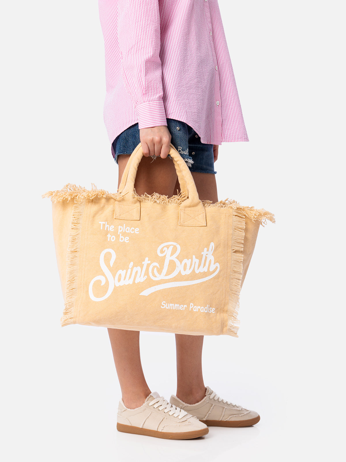 Beige cotton canvas Vanity tote bag – MC2 Saint Barth