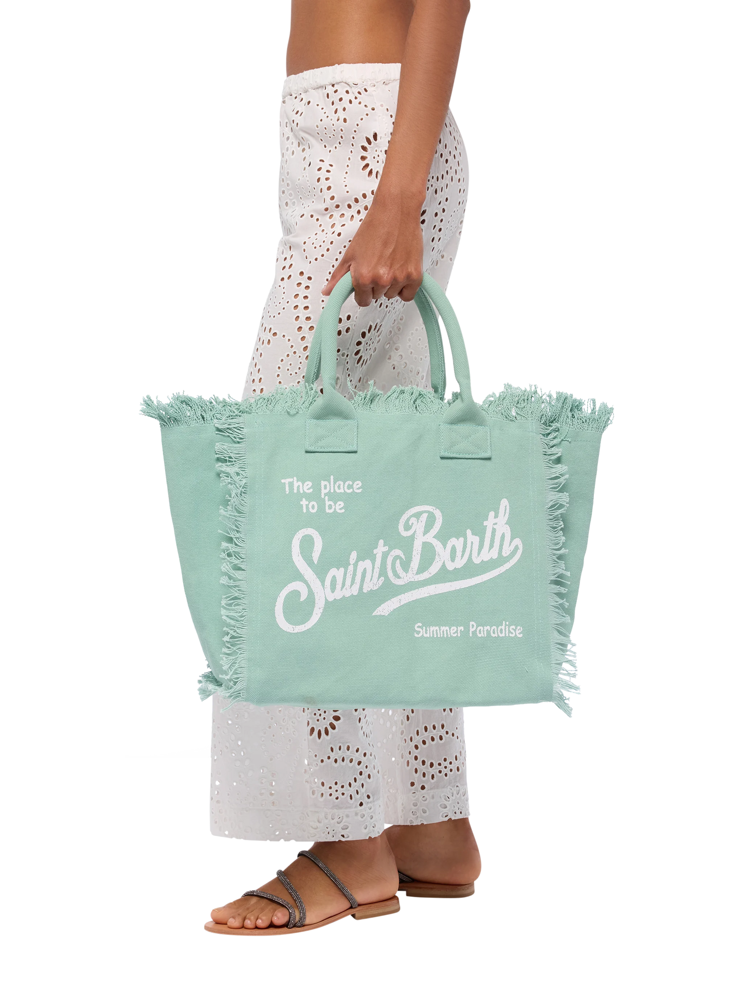 Sage  green cotton canvas Vanity tote bag