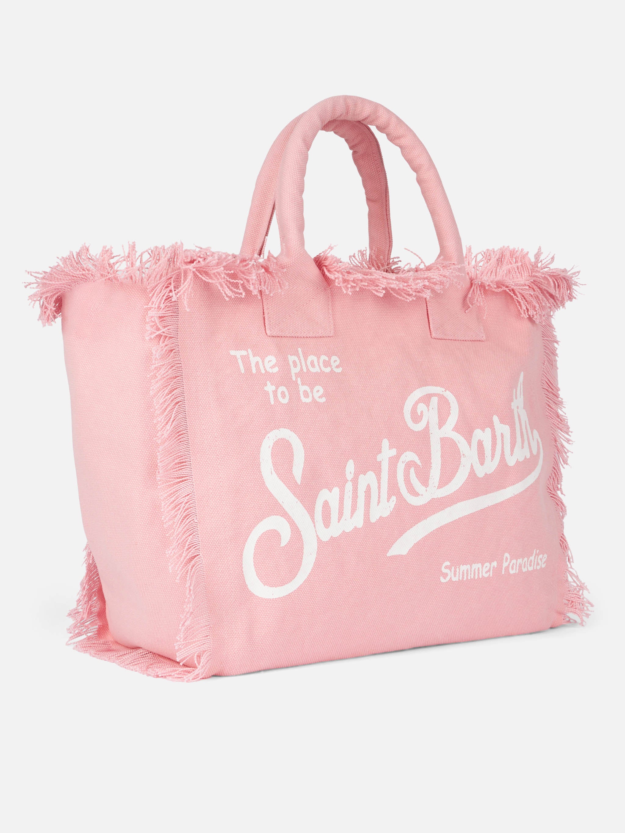 ハンドバッグ MC2 SAINT BARTH Vanity cotton handbag Cotton canvas Vanity tote bag with pink striped print – MC2