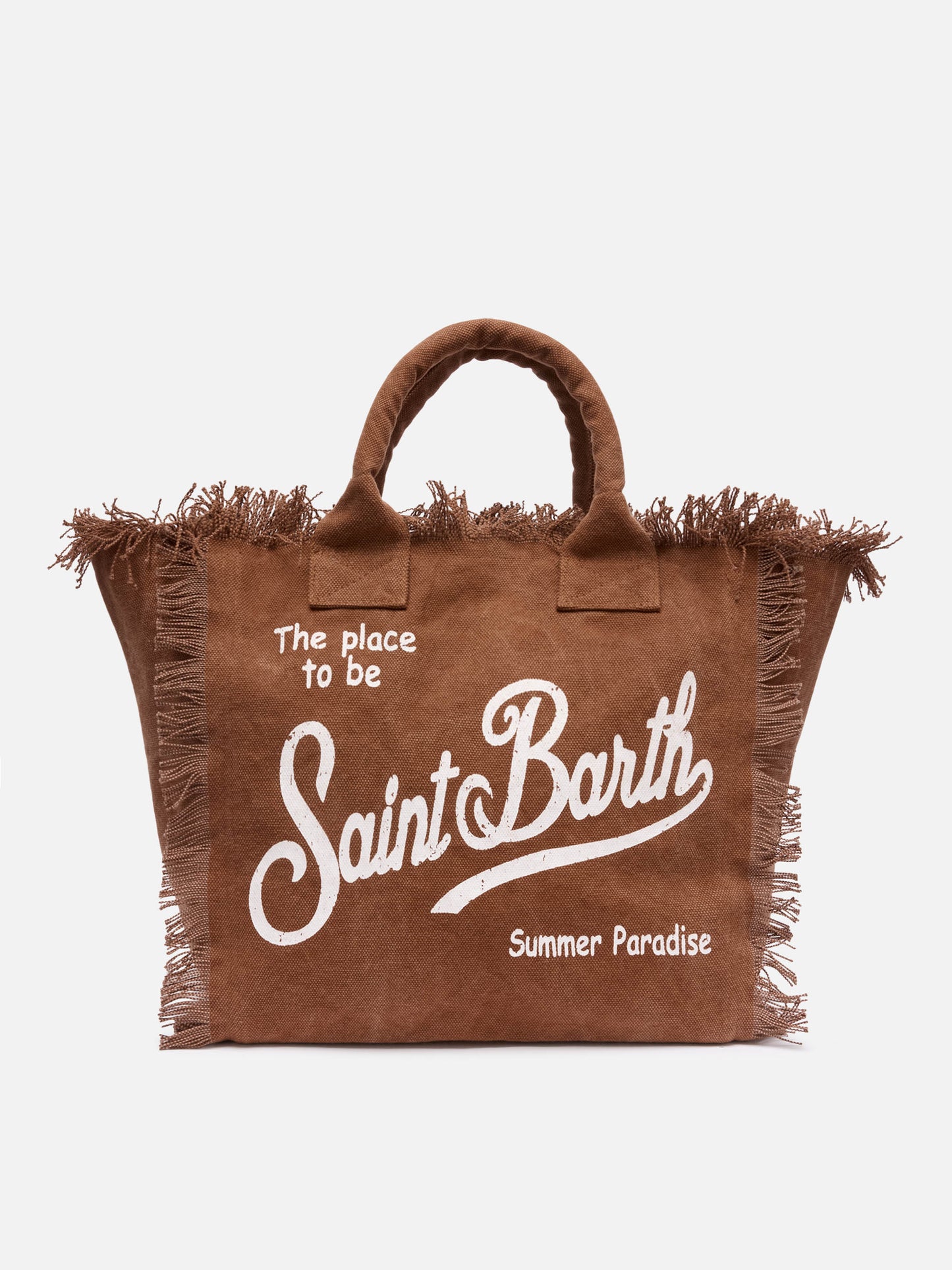 Brown cotton canvas Vanity tote bag