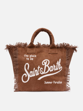 Brown cotton canvas Vanity tote bag