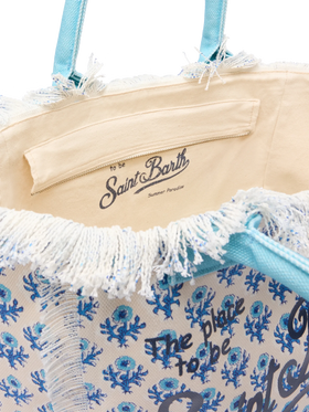 Vanity-Einkaufstasche aus Baumwollcanvas mit Blumendruck