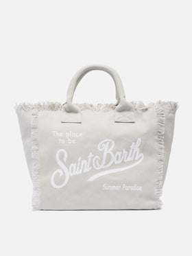 Grey cotton canvas Vanity tote bag
