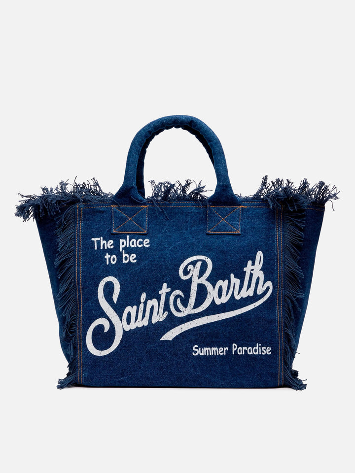 Borsa a spalla Vanity in tessuto denim scuro