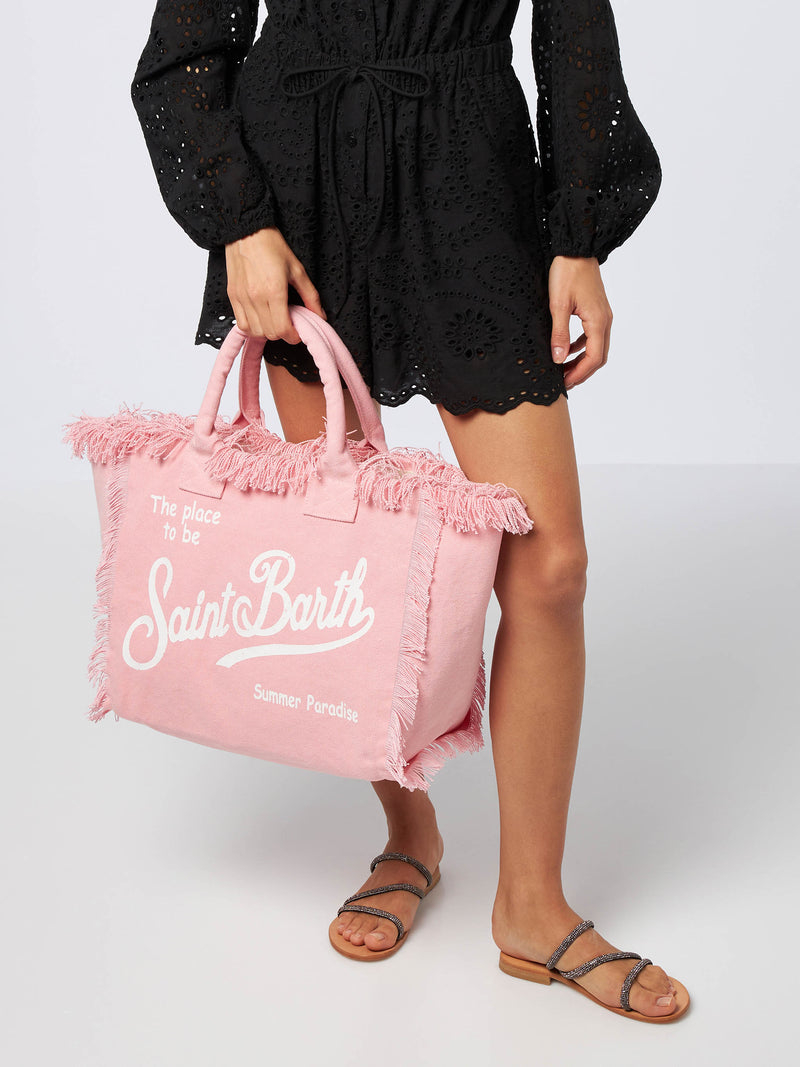 Borsa tote Vanity in tela di cotone rosa