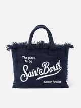 Navy blue cotton canvas Vanity tote bag