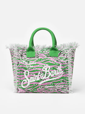 Einkaufstasche aus Baumwollcanvas mit Zebra- und Bandana-Print