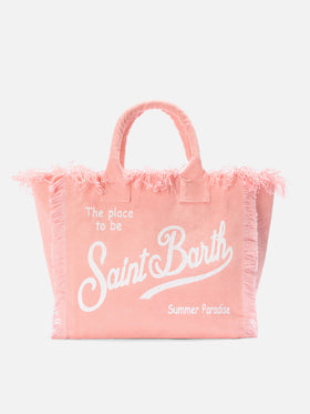 Orange canvas Vanity regular bag with fringes