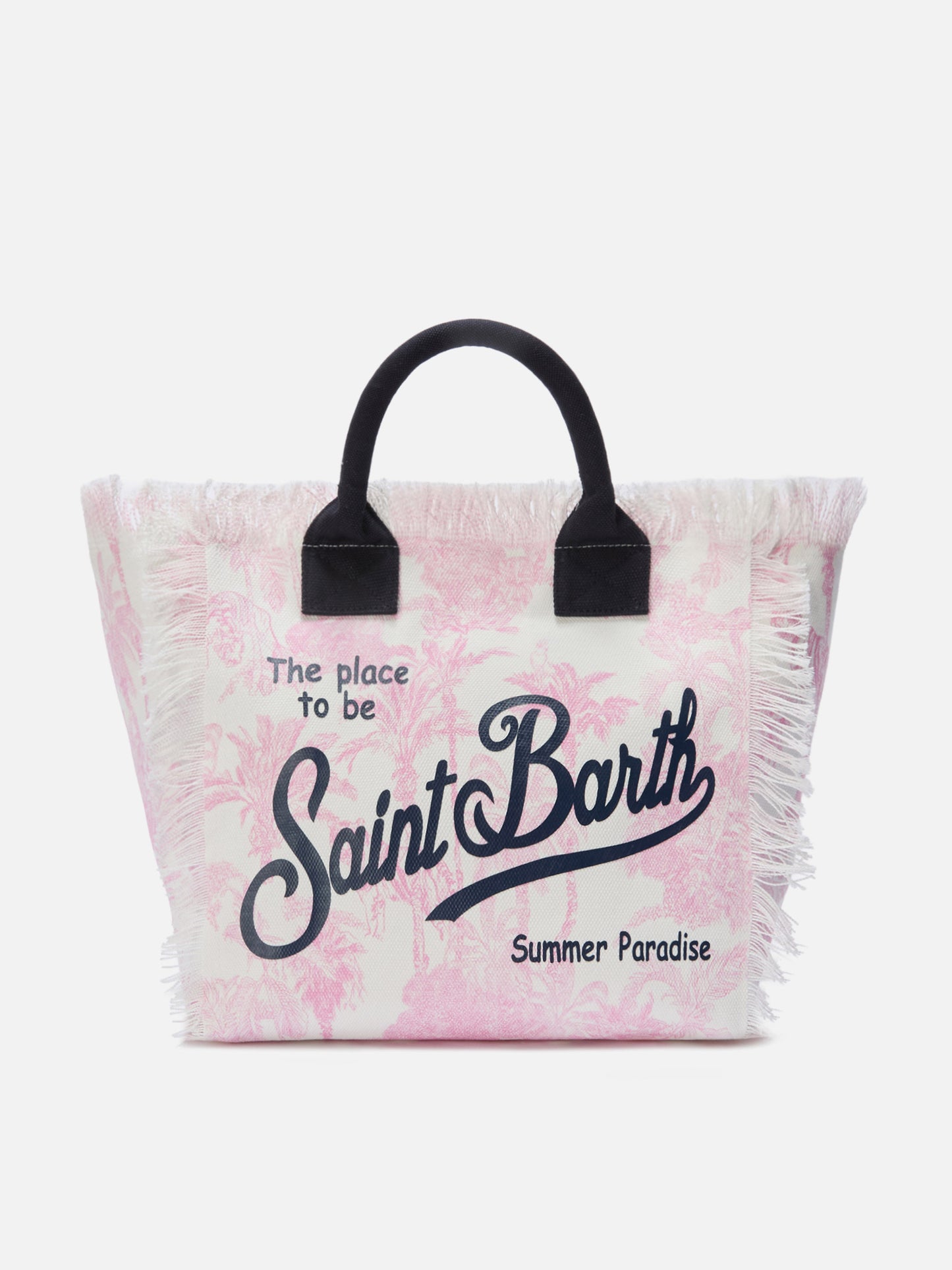 Borsa Vanity regular in canvas con stampa toile de Jouy rosa