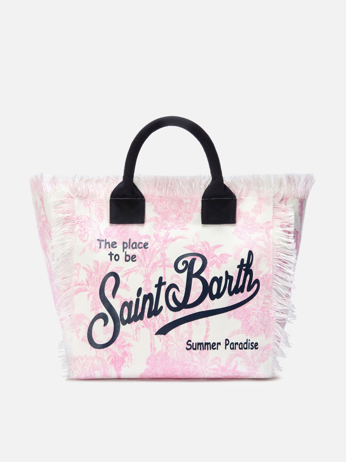 Borsa Vanity regular in canvas con stampa toile de Jouy rosa