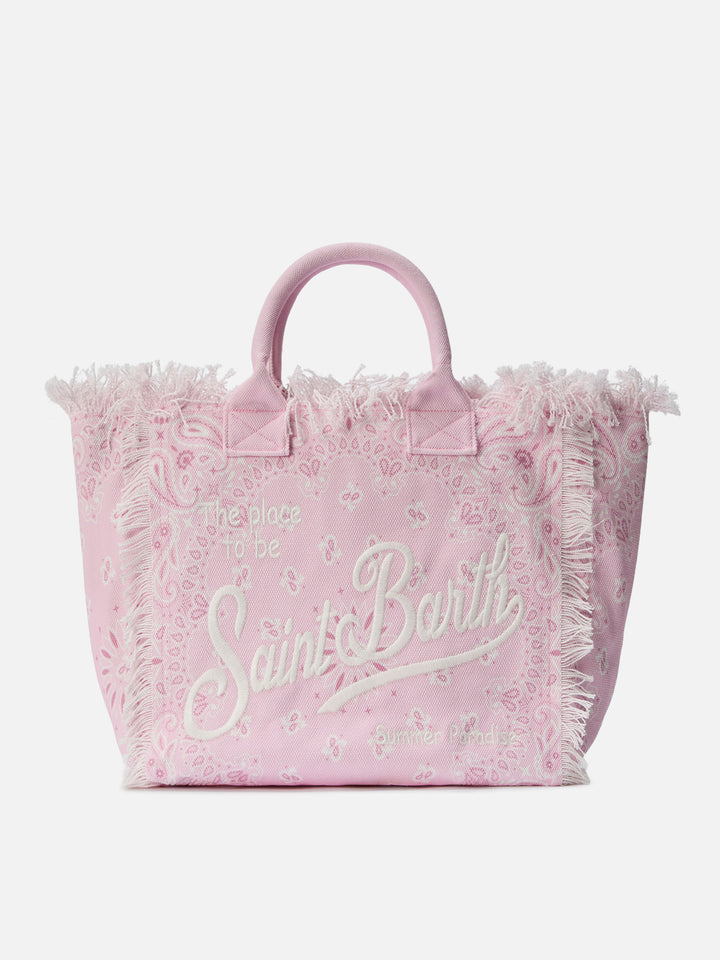 Pink canvas Vanity regular bag with bandana print