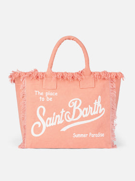 Peach cotton canvas Vanity tote bag