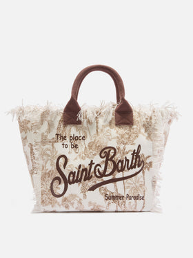 Regular Vanity canvas bag with brown toile de Jouy print