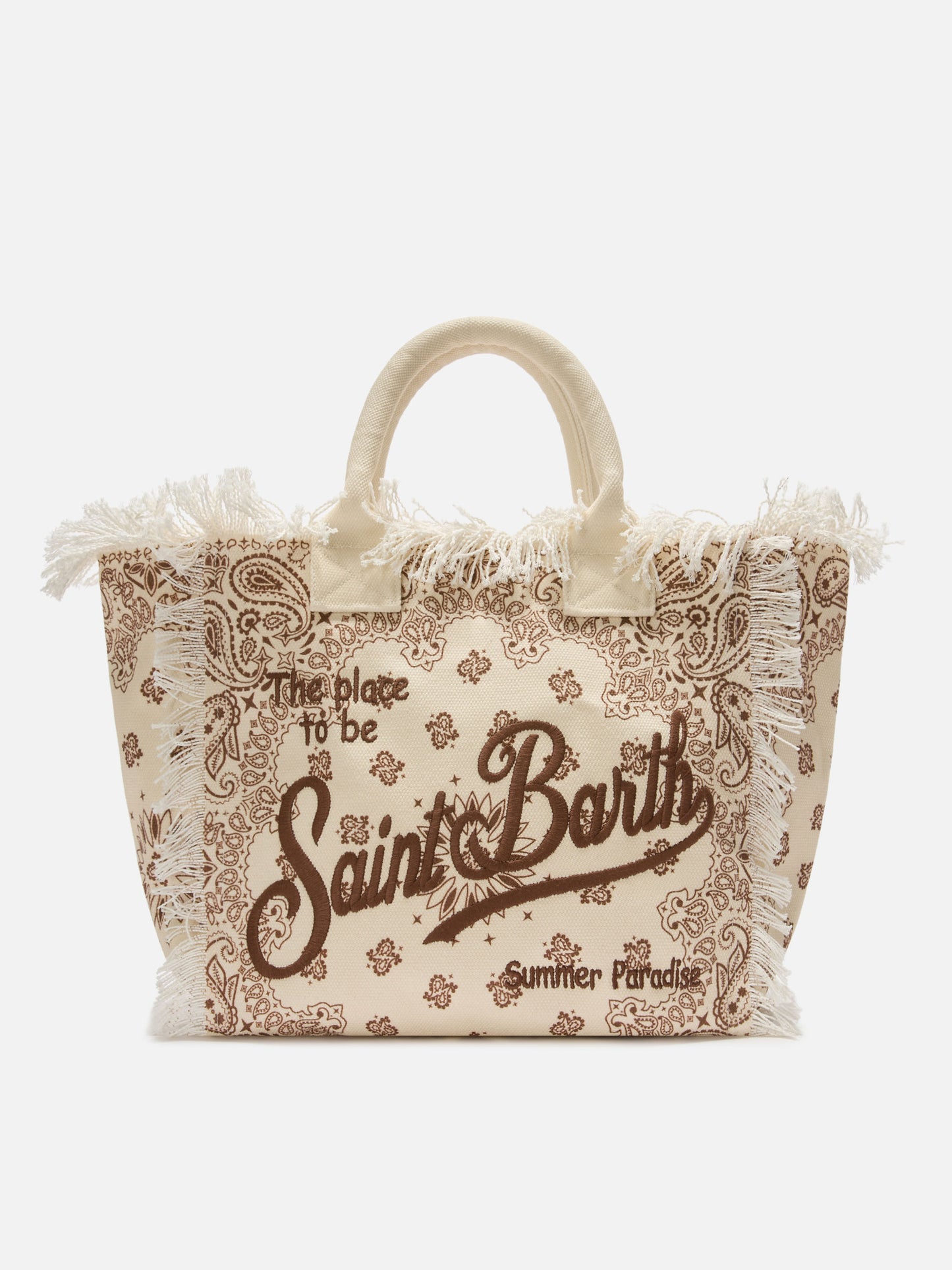 Beige canvas Vanity regular bag with bandana print