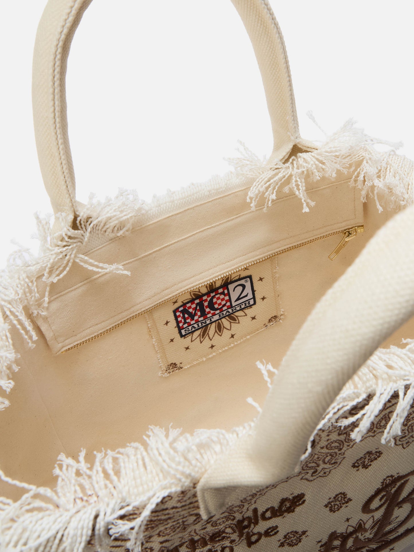 Beige canvas Vanity regular bag with bandana print