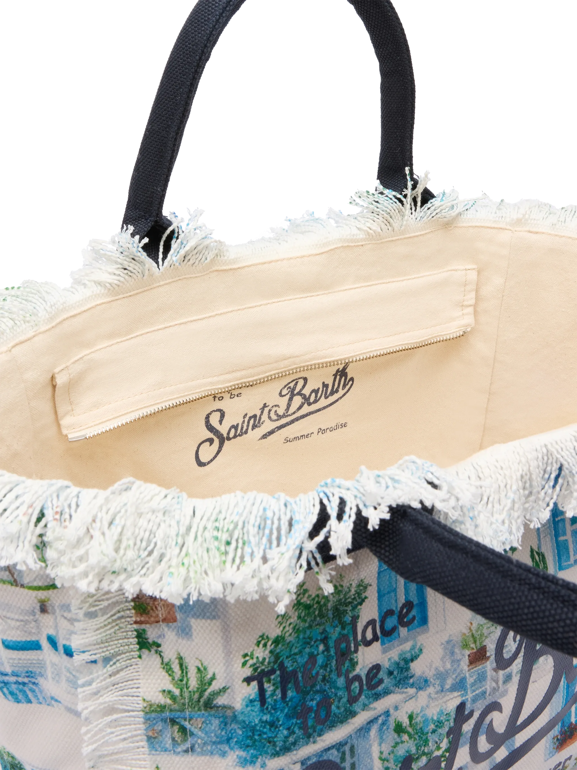 Cotton canvas Vanity tote bag with Greek windows print | AI CO-CREATED DESIGN BY RICKDICK - POWERED BY RED-EYE - MC2 Saint Barth