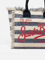 Blue striped cotton canvas Vanity tote bag