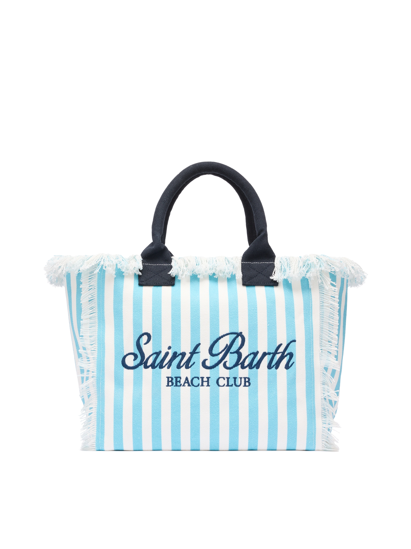 Cotton canvas Vanity tote bag with light blue striped print - MC2 Saint Barth