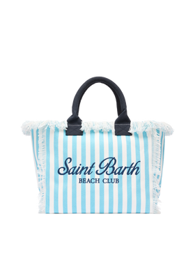 Cotton canvas Vanity tote bag with light blue striped print - MC2 Saint Barth
