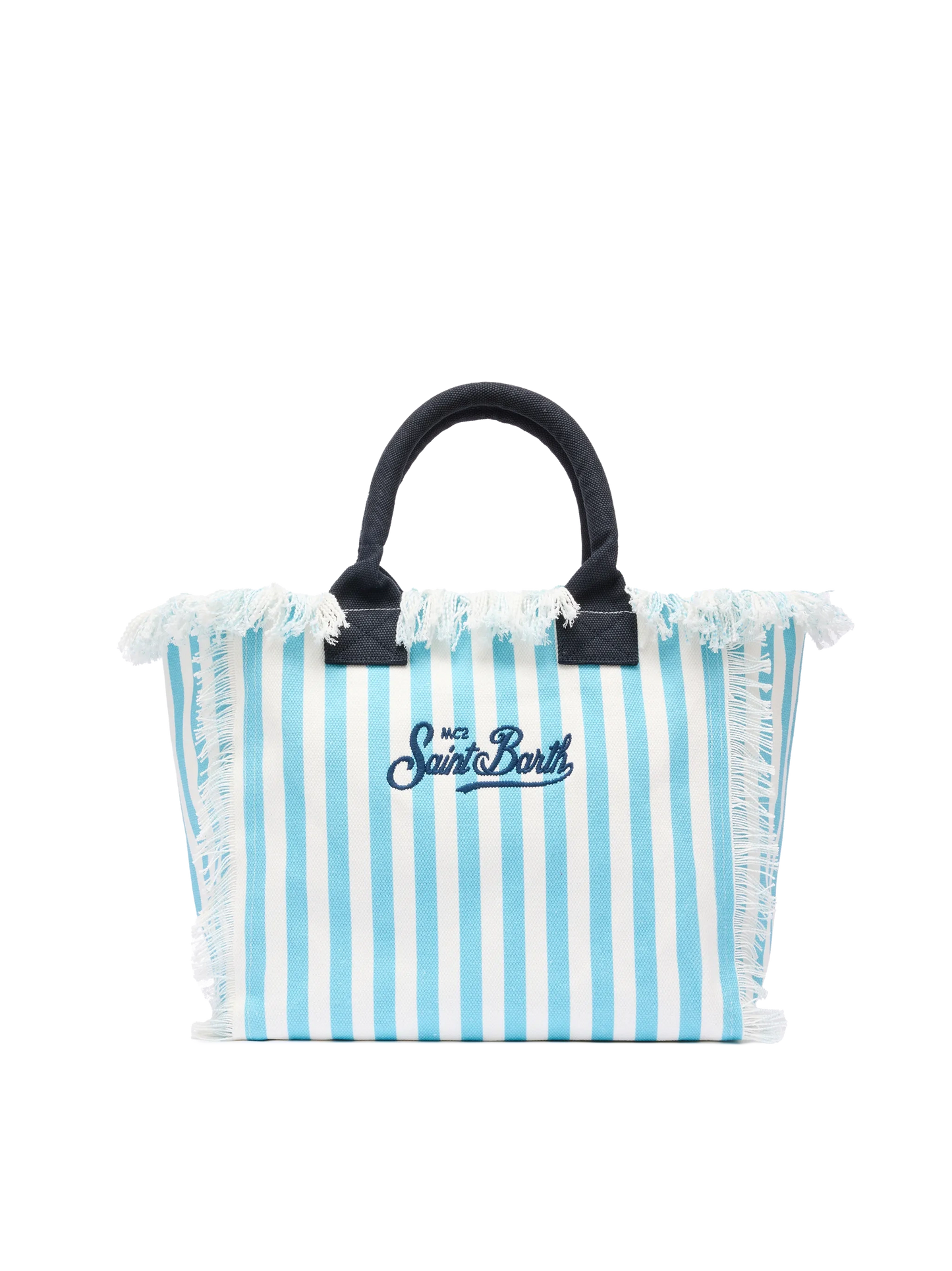 Cotton canvas Vanity tote bag with light blue striped print - MC2 Saint Barth
