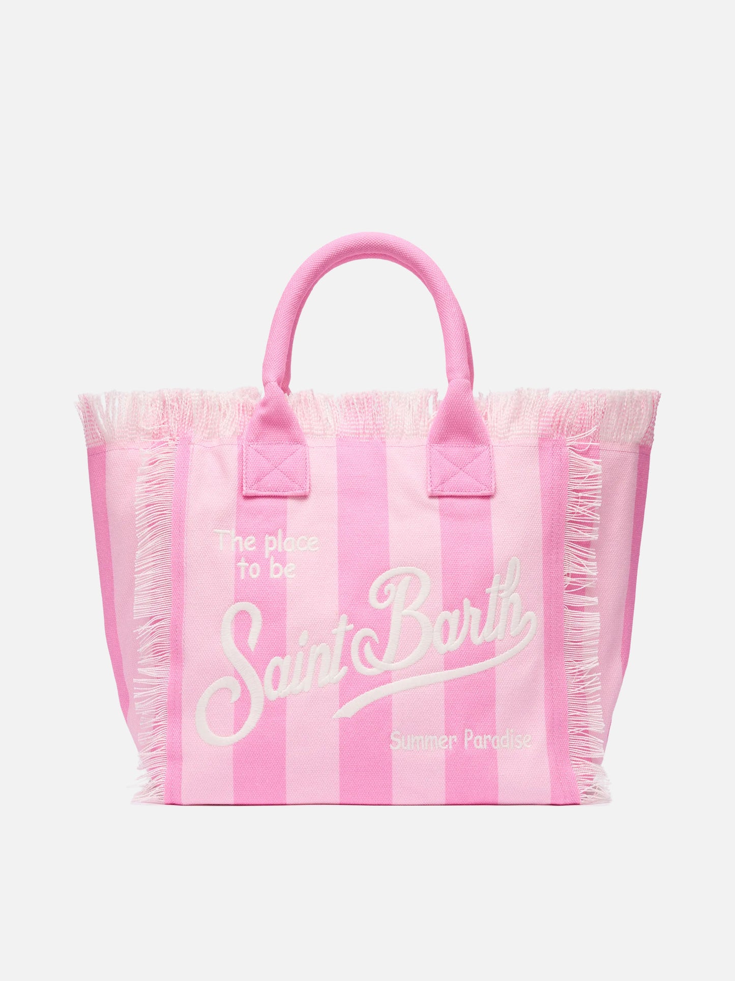 Cotton canvas Vanity tote bag with pink striped print