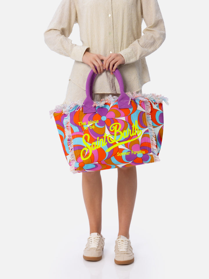 Vanity-Einkaufstasche aus Baumwollcanvas mit Gänseblümchen-Print