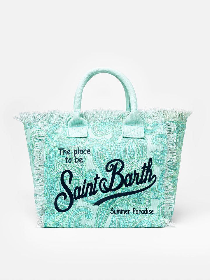 Cotton canvas Vanity tote bag with paisley print