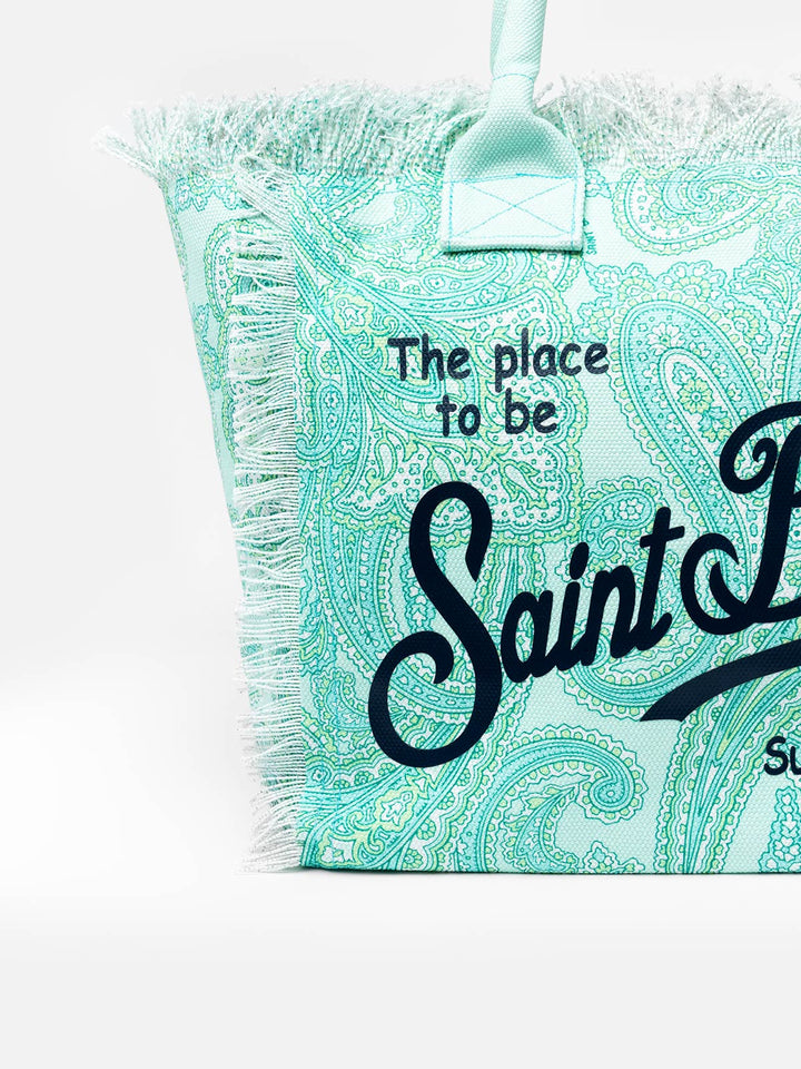 Cotton canvas Vanity tote bag with paisley print