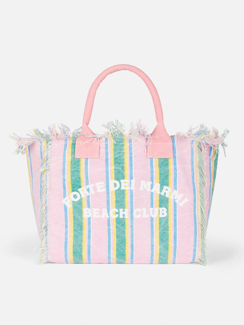 Forte dei Marmi Beach Club striped cotton canvas Vanity tote bag