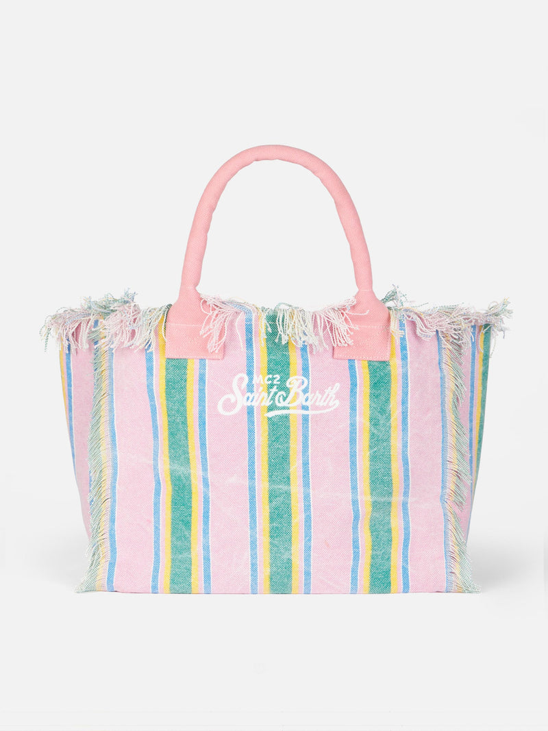 Forte dei Marmi Beach Club striped cotton canvas Vanity tote bag