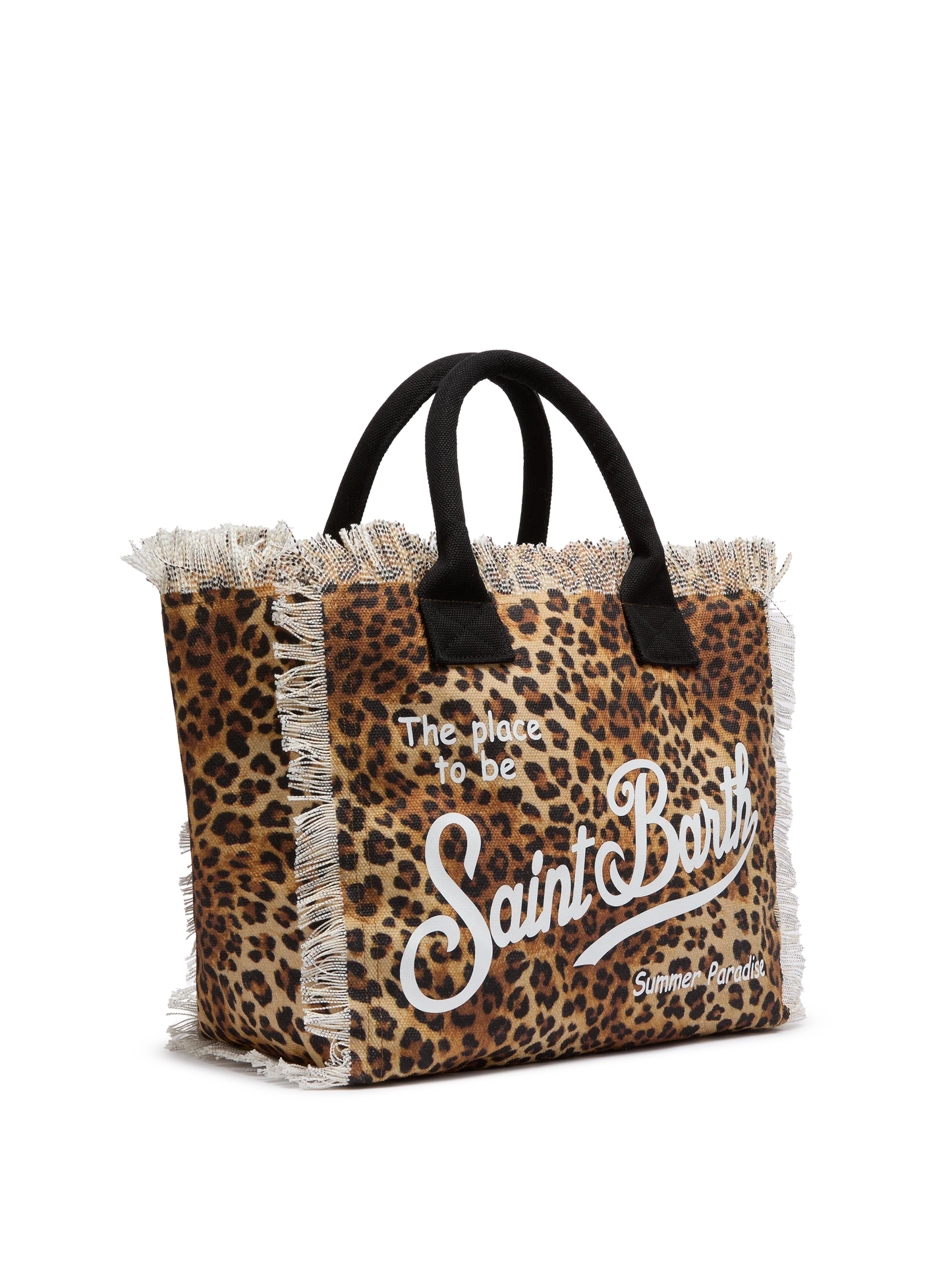 Cotton canvas Vanity tote bag with leopard  print