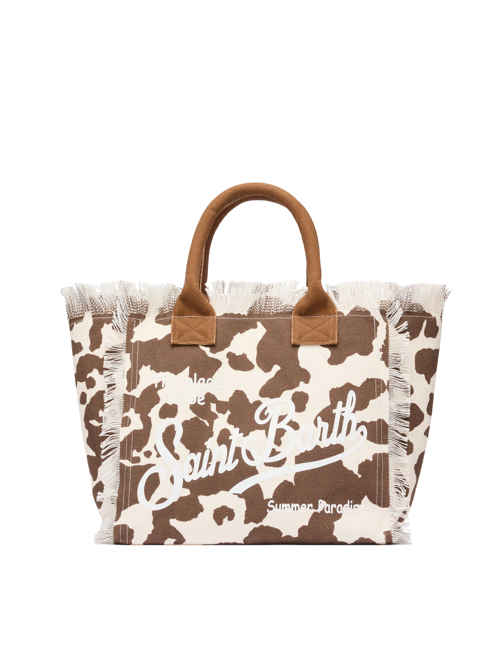 Cotton canvas Vanity tote bag with cow skin print - MC2 Saint Barth