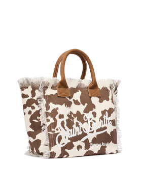 Cotton canvas Vanity tote bag with cow skin print - MC2 Saint Barth
