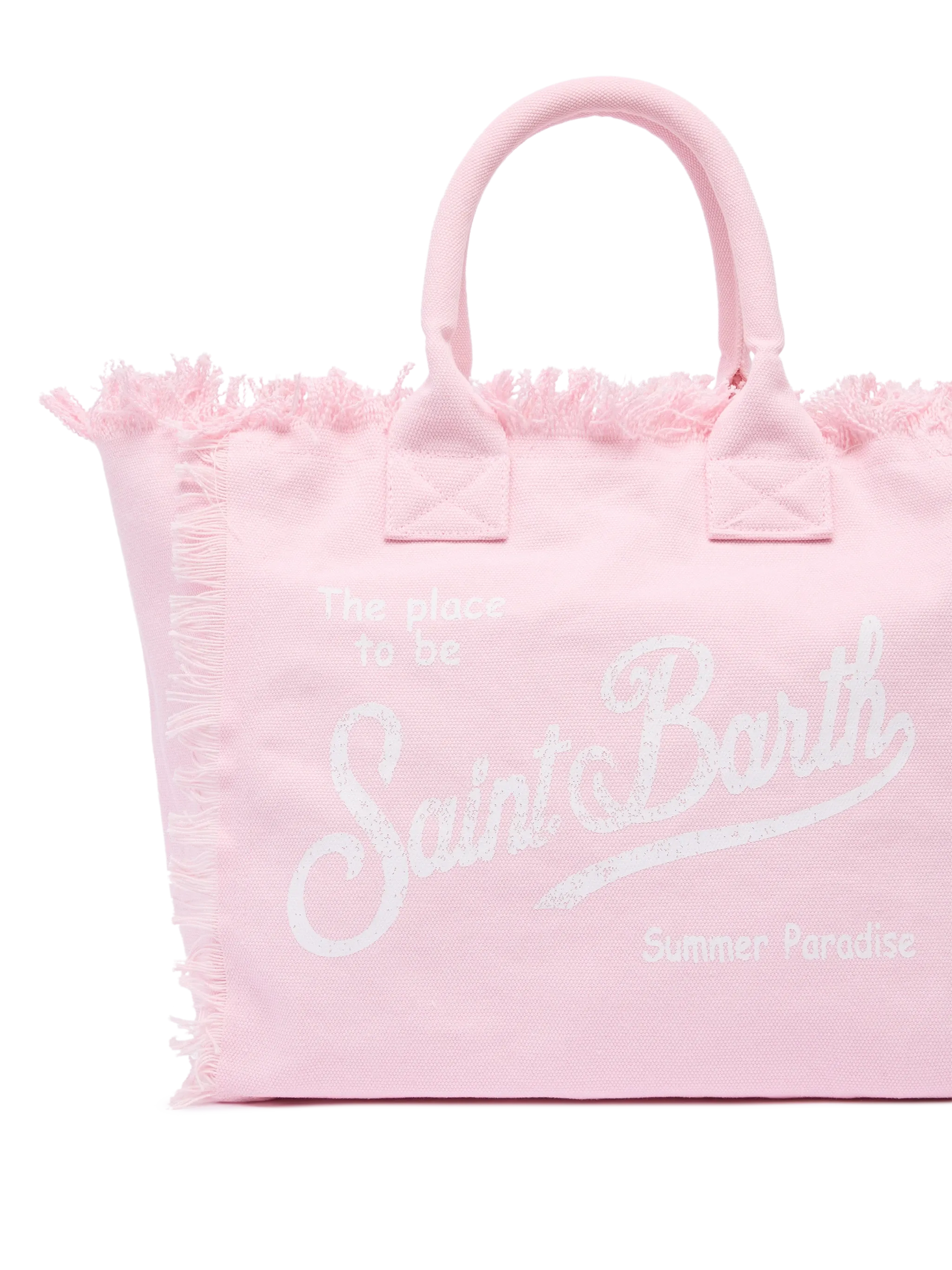 トートバッグ MC2 Saint Barth VANITY - Canvas bag with heart print Pink cotton canvas Vanity tote bag – MC2 Saint Barth