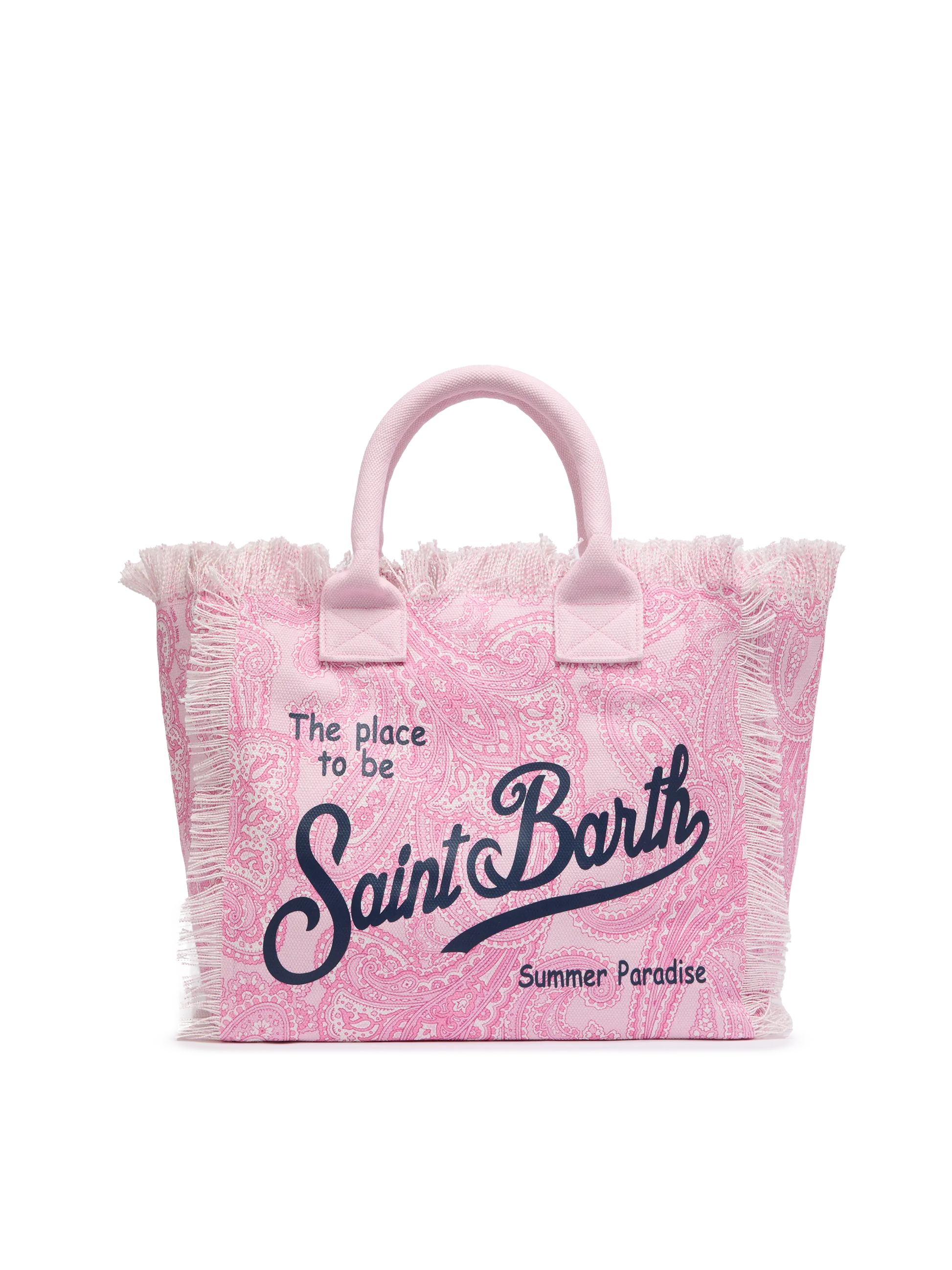 MC2 SAINT BARTH LEAH01149F01 関税送料込 Pink cotton canvas Vanity tote bag with paisley print – MC2