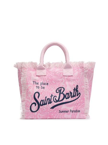 【____ 】The Bagmati LIC TOTE BAG Pink cotton canvas Vanity tote bag with paisley print – MC2 Saint
