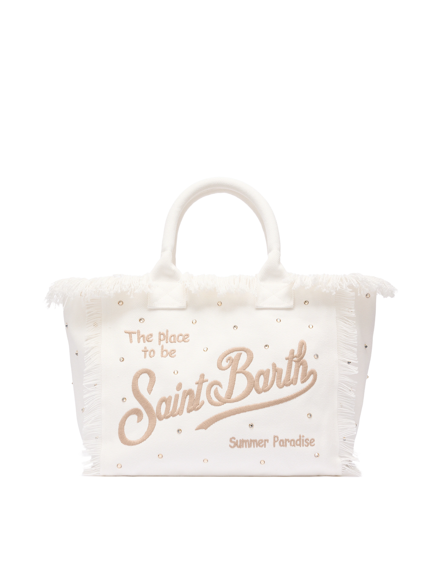 Off-white cotton canvas Vanity tote bag with stud embellishment